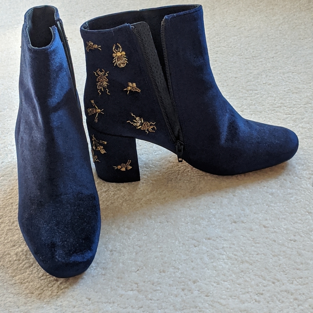 Barney's blue velvet heeled booties. 8M or 38